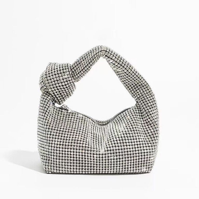 Bolsa de fiesta con cristales y asa anudada