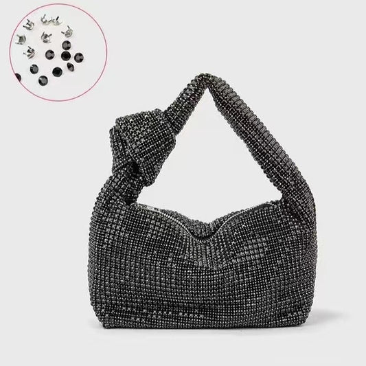 Bolsa de fiesta con cristales y asa anudada