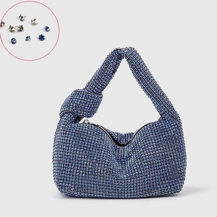 Bolsa de fiesta con cristales y asa anudada