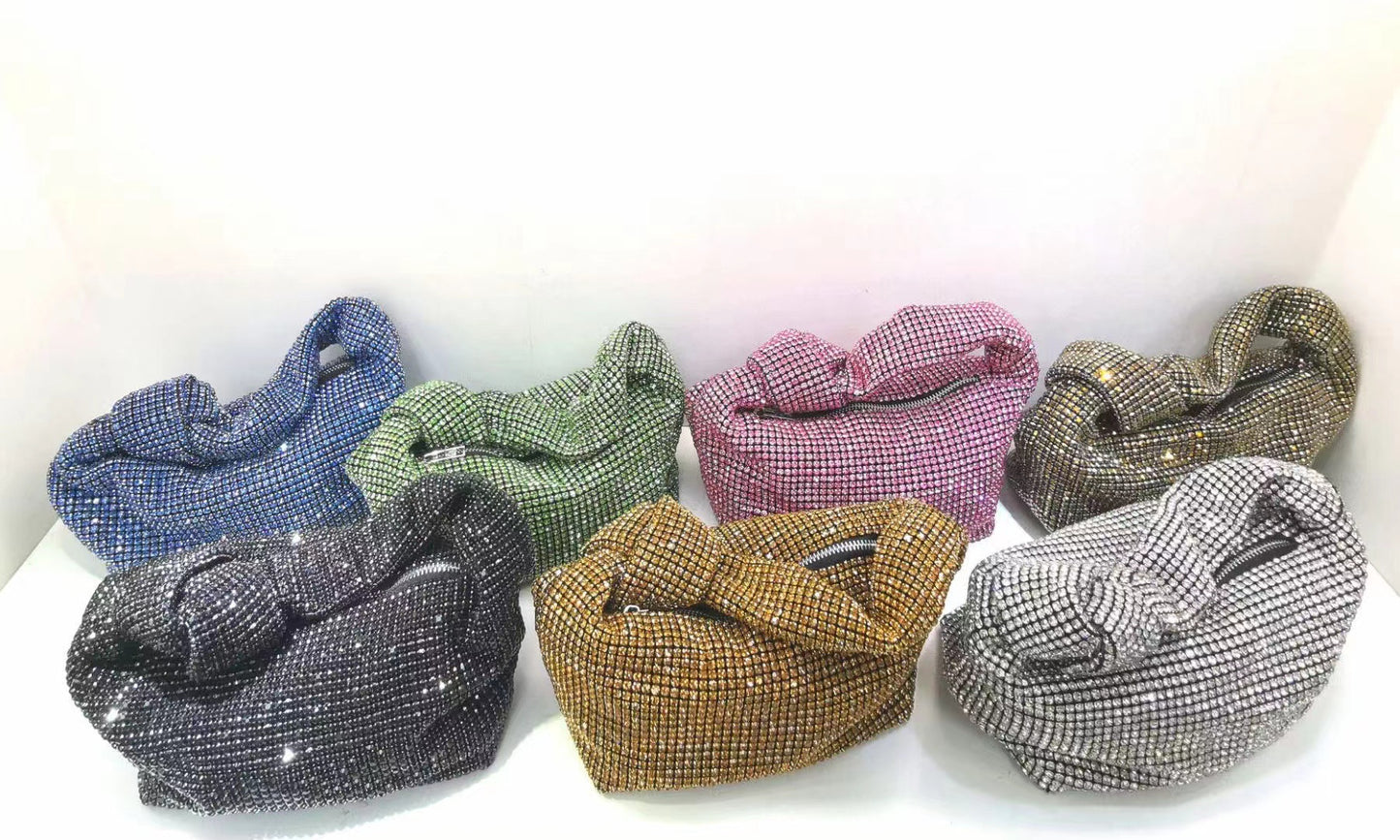 Bolsa de fiesta con cristales y asa anudada