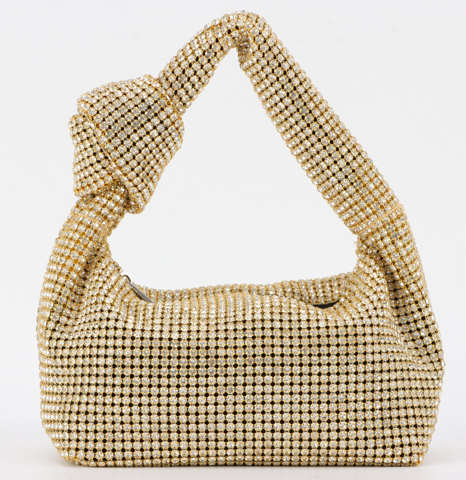 Bolsa de fiesta con cristales y asa anudada