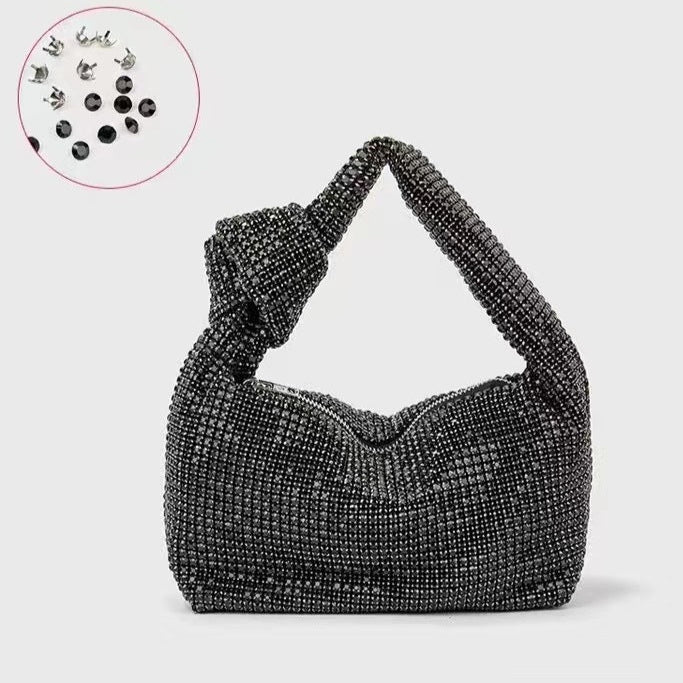 Bolsa de fiesta con cristales y asa anudada