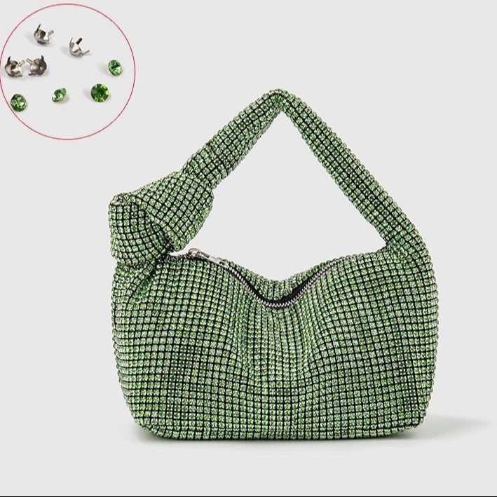 Bolsa de fiesta con cristales y asa anudada