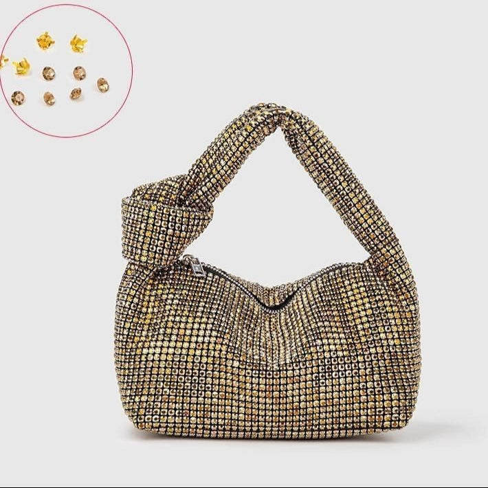 Bolsa de fiesta con cristales y asa anudada