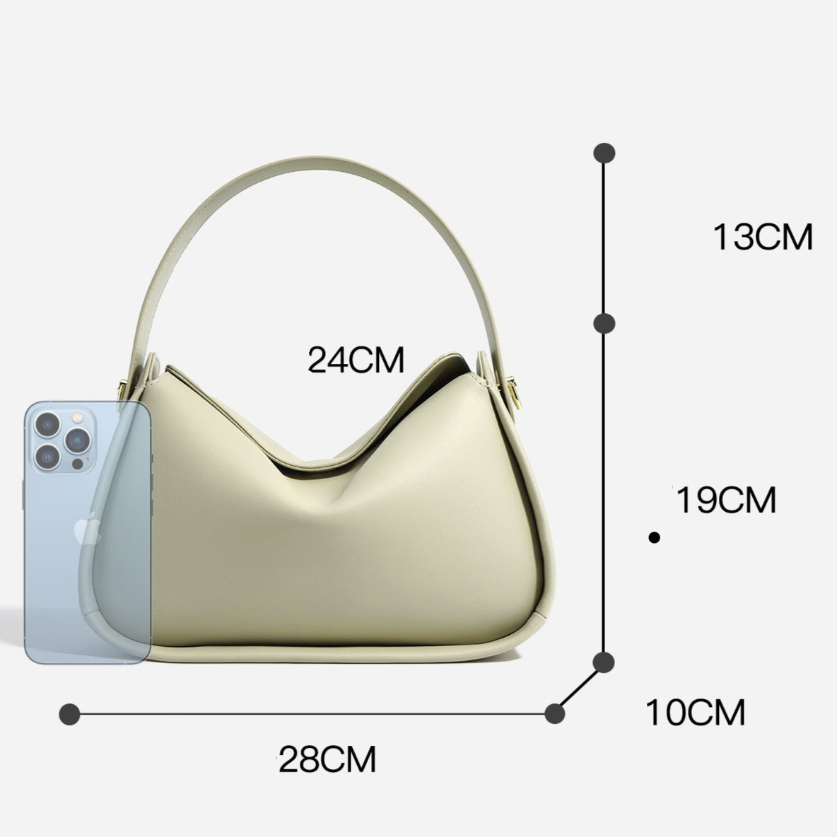 Bolsa de piel con diseño minimalista